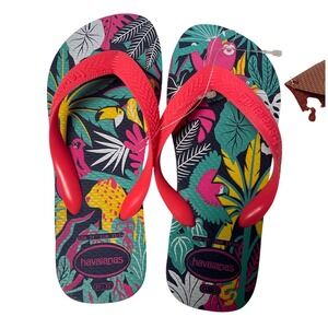 Havaianas Pink Navy Floral‎ Tropical Flip Flop Bundle Little Girls 2